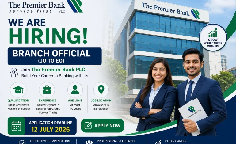  The Premier Bank PLC Branch Official (JO to EO) Job Circular 2026